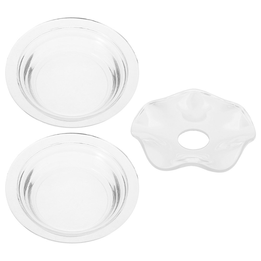 Wax Melts - ガラス製アロマディフューザー皿 3個セット、波型、耐熱性、ワックスメルト用、エッセンシャルオイルディフューザー交換用プレート