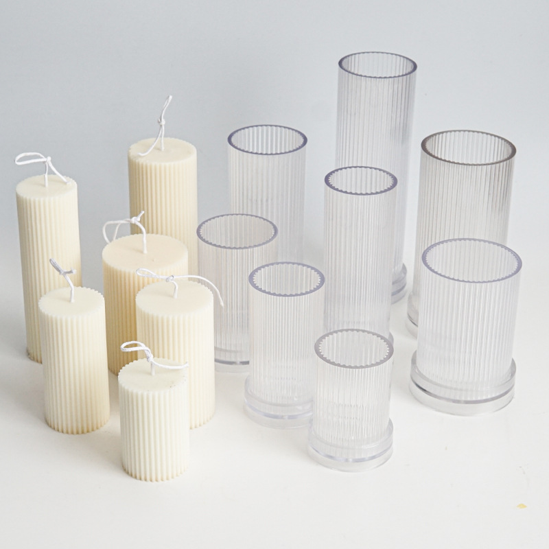 Candle Making Kit - 新しい DIY ピンストライプラウンド細かい歯円筒キャンドルプラスチック金型ストライプキャンドル Pc アクリルプラスチック金型キャンドル作成キット金型