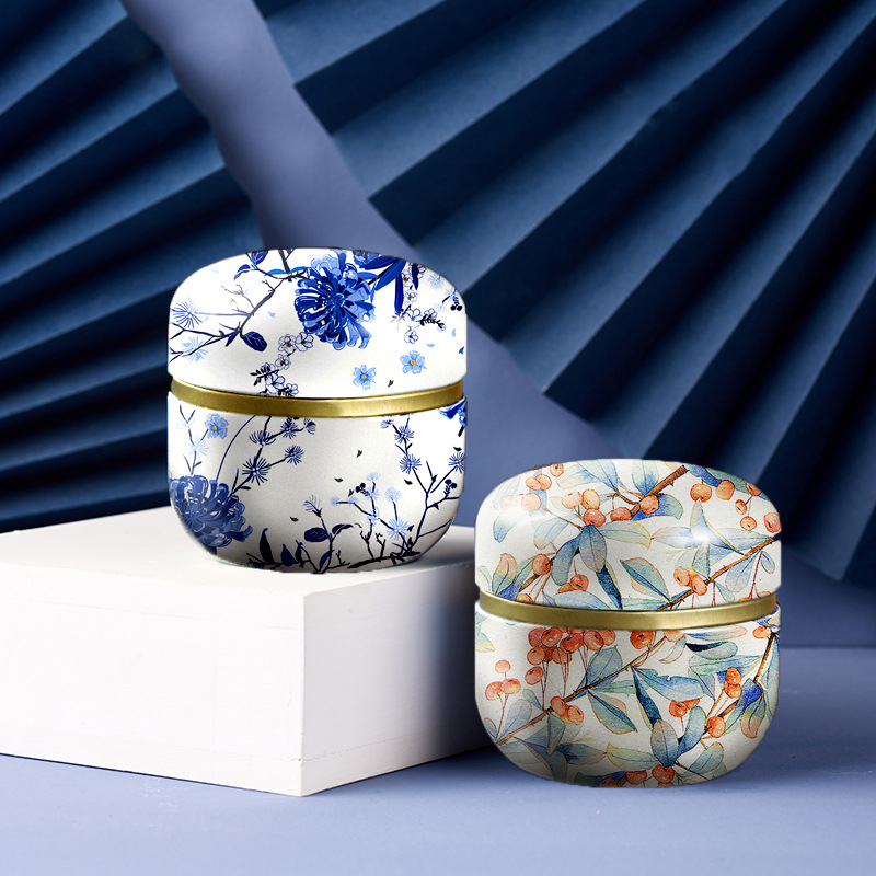Candle Containers - 茶容器キャンドル缶ティーボックスキャンディスナック小さな丸い缶ミニポータブルブリキ缶包装