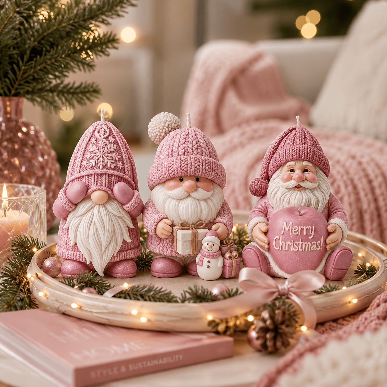 Candle Making Kit - クリスマスホリデーゴーニムシリコンキャンドルモールド、北欧サンタワックスキャスティングモールドDIY手作りアロマセラピーピラーキャンドルホームデコレーションギフト