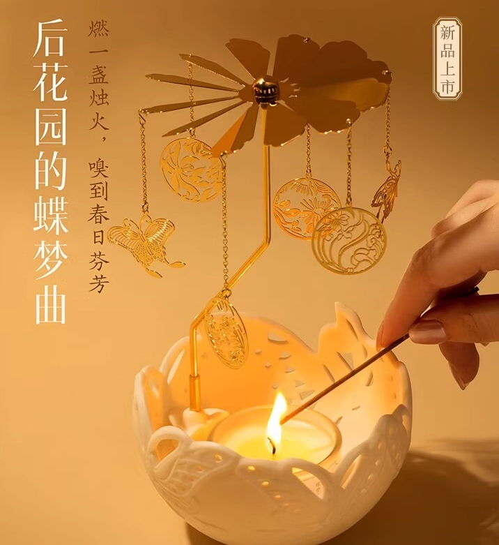 Candle Fragrance - アロマセラピーキャンドル バタフライシャドウカルーセル 長時間持続する軽い香り ギフトボックス 誕生日 結婚式の記念品ギフト