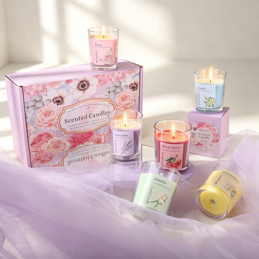 Candle Fragrance - アロマセラピーアロマキャンドルギフトセット 6種類の香りのガラス瓶キャンドル 寝室や結婚式のパーティーの贈り物に