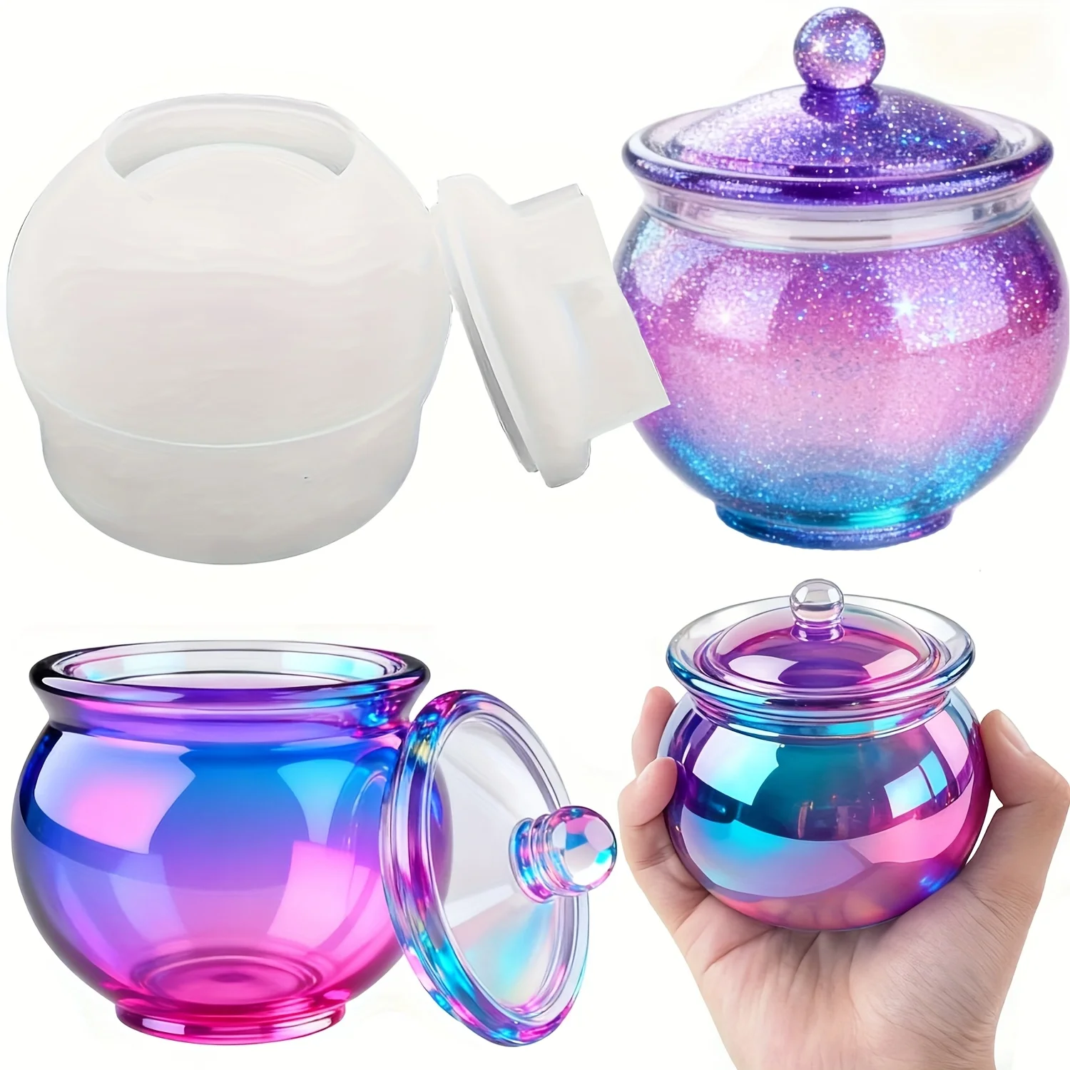 Candle Containers - 蓋付きの丸い樹脂製缶型1セット、DIYジュエリー収納ボックス、コンクリートキャンドル容器、ギフトや家の装飾に