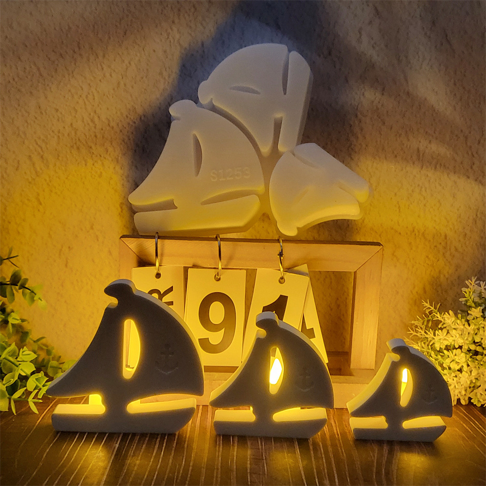 3D帆船ナイトライトシリコンモールドDIY帆船ティーライトキ - Candle Lighter のレビューと価格