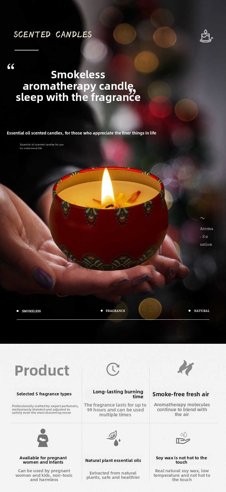 ドライフラワー無煙香り付きキャンドル、寝室用長持ちライトフレ - Candle Fragrance のレビューと価格