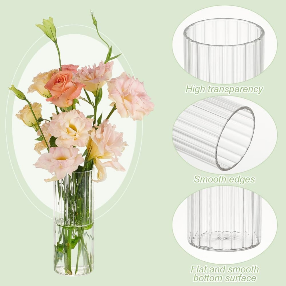 4サイズのガラス製円柱花瓶 3.5/5.5/6.7/7.8イ - Candle Containers のレビューと価格