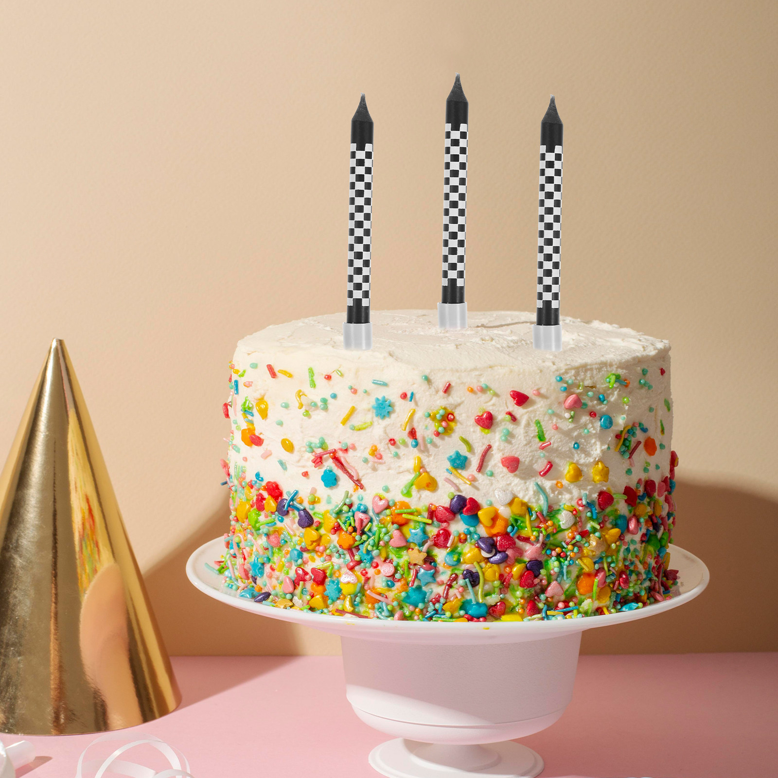 12個入り、正方形の模様が施された誕生日キャンドル。安全なパ - Paraffin Wax のレビューと価格