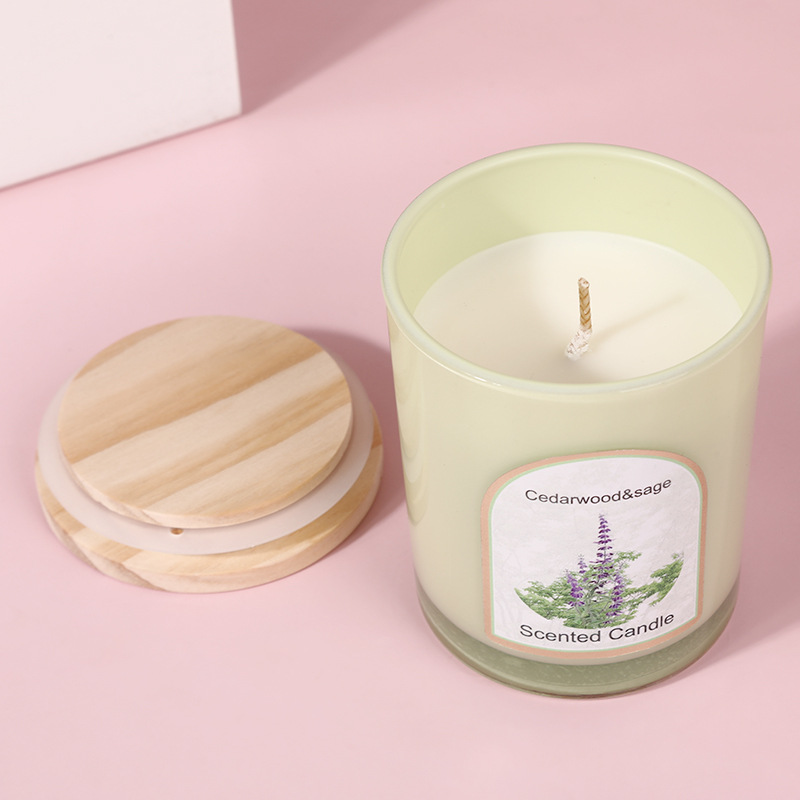 木製蓋付きカラーガラス香り付きキャンドル卸売カスタム家庭用フ - Candle Fragrance のレビューと価格