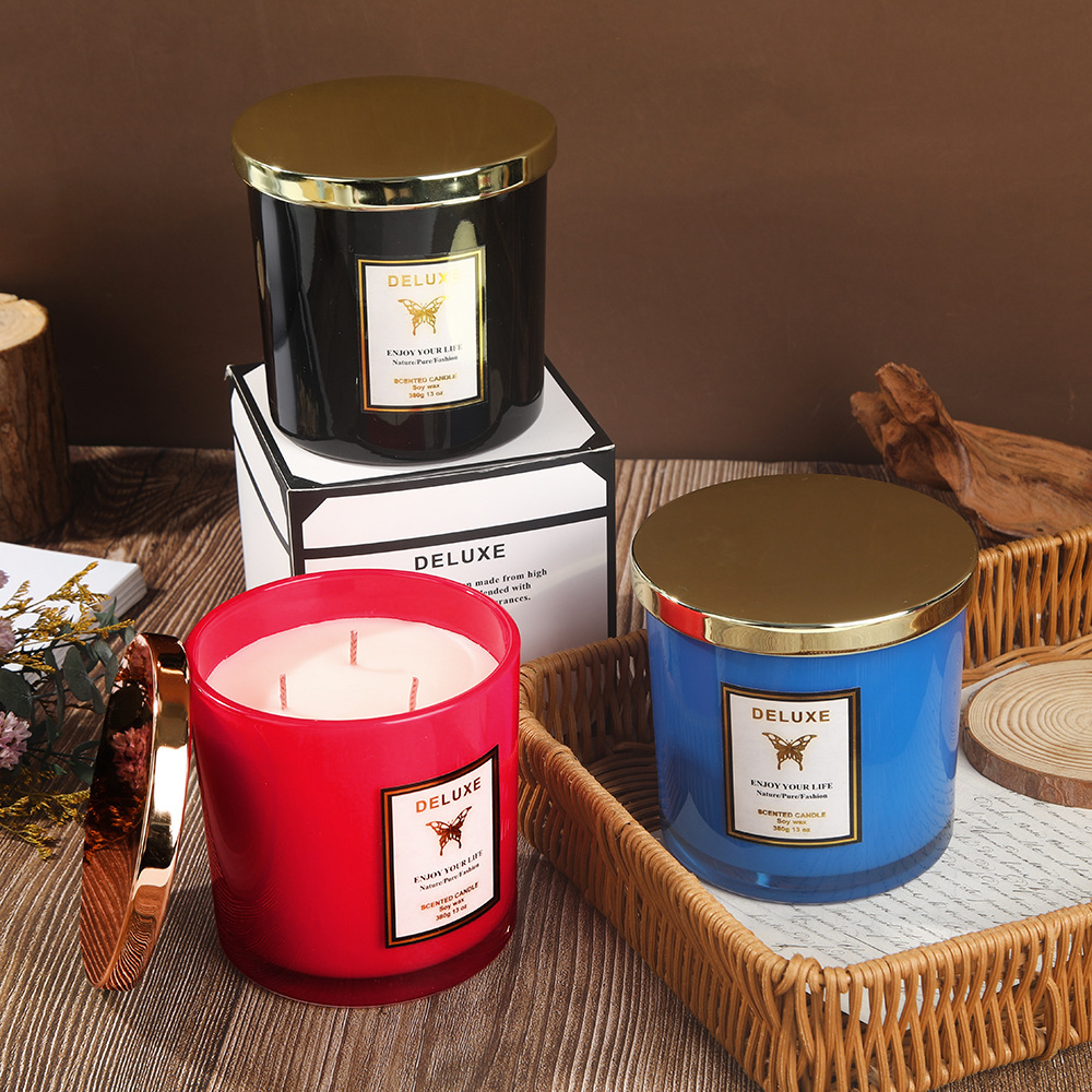 400gの金色の蓋が付いた、香りの良いキャンドル。家庭用、寝 - Candle Fragrance のレビューと価格