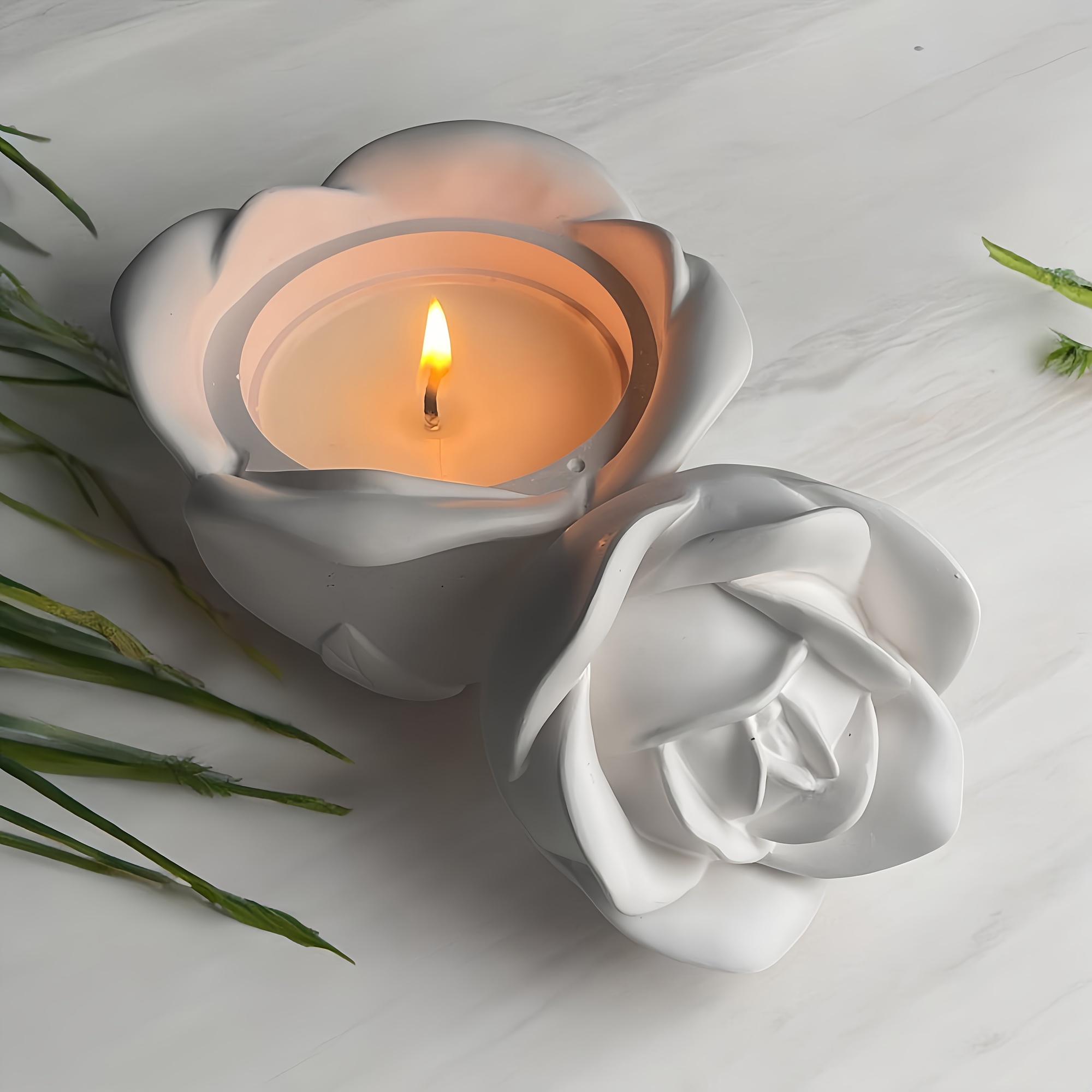 2ピースセット ローズ型シリコンモールド 蓋付き、エポキシ樹 - Candle Molds のレビューと価格