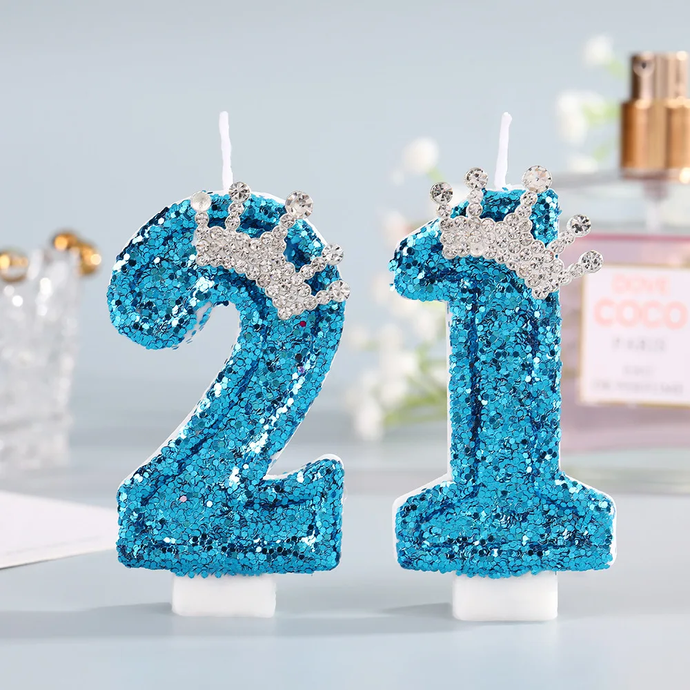 ブルークラウンナンバーバースデーキャンドル 0-9 - 女の - Silk Candle のレビューと価格