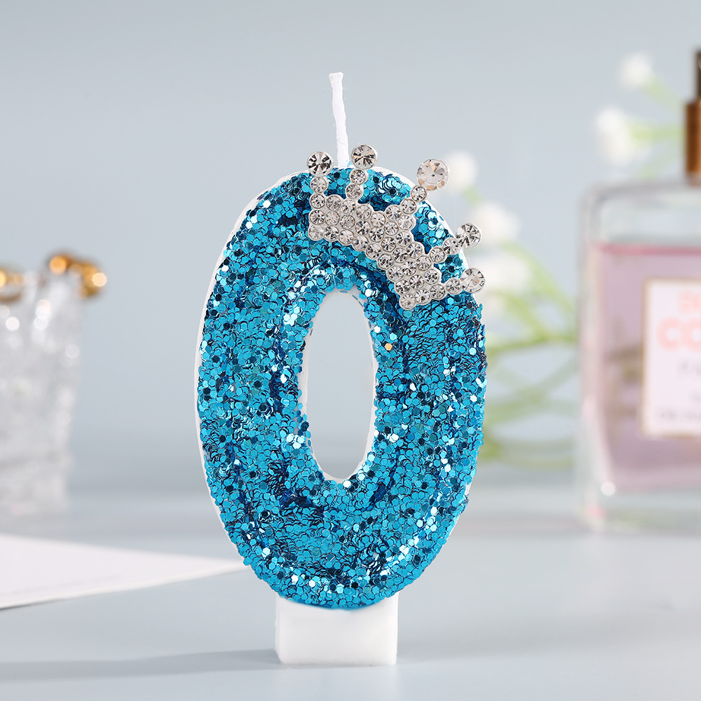 ブルークラウンナンバーバースデーキャンドル 0-9 - 女の - Silk Candle のレビューと価格