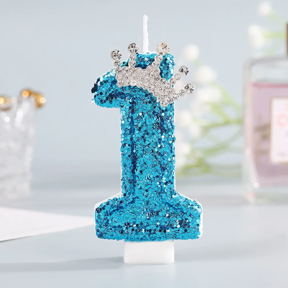 ブルークラウンナンバーバースデーキャンドル 0-9 - 女の - Silk Candle のレビューと価格