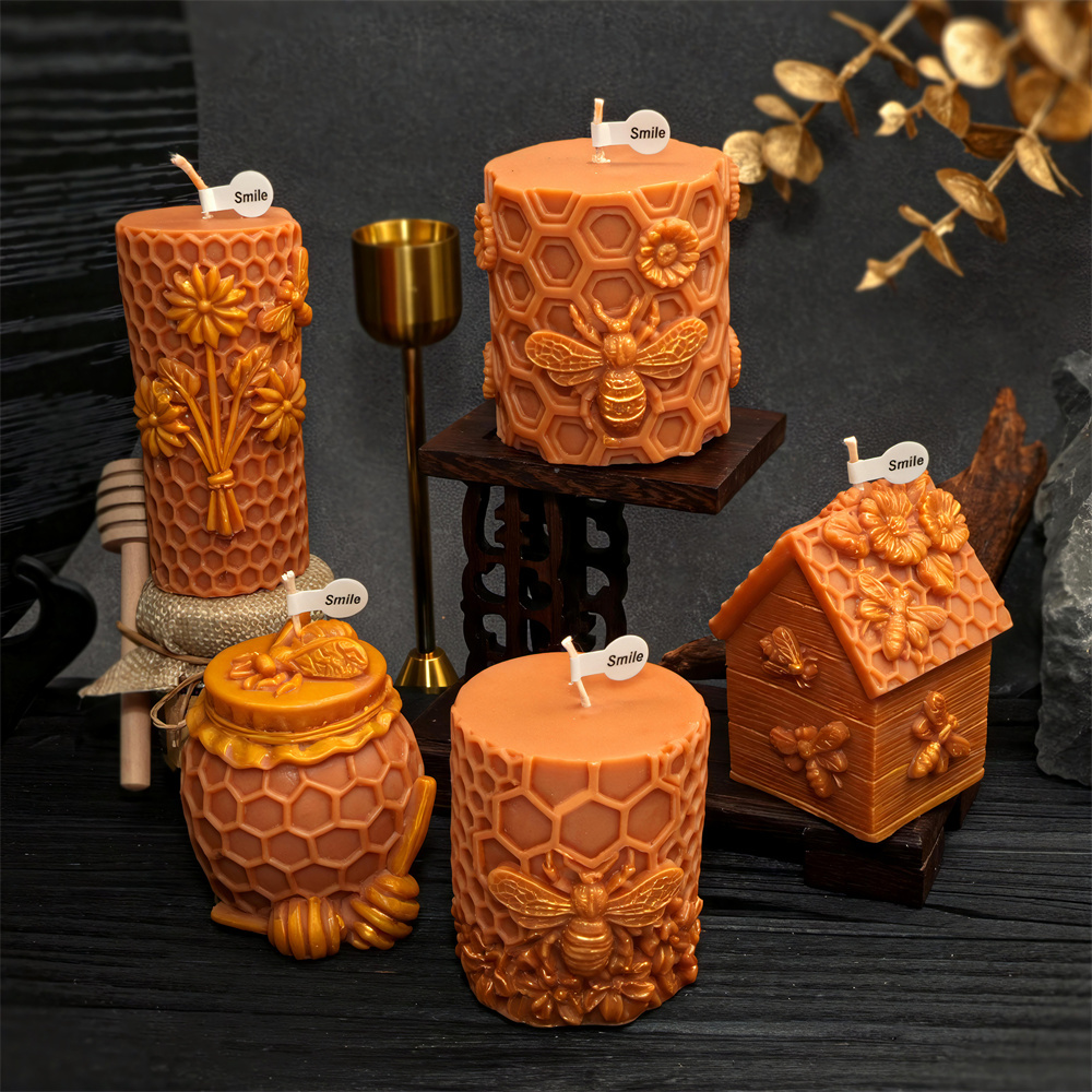 ハニカムピラーキャンドル型 蜂の巣ハニージャーシリコン型 リ - Candle Containers のレビューと価格