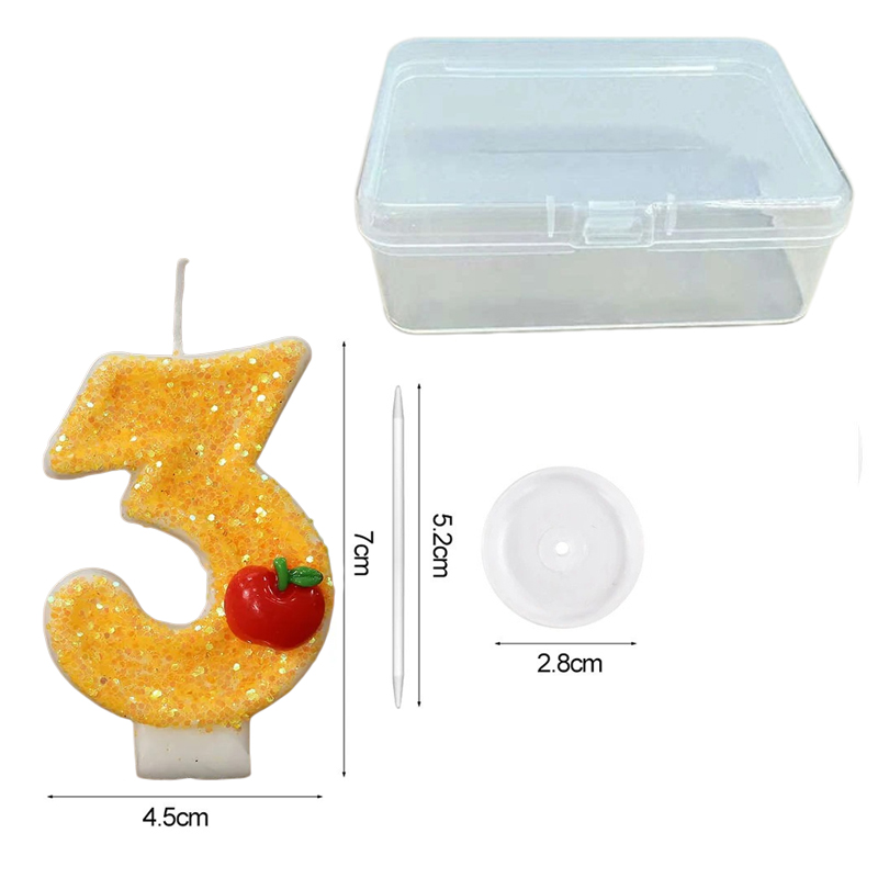赤いリンゴの新鮮な黄色のデジタルバースデーキャンドル - パ - Paraffin Wax のレビューと価格