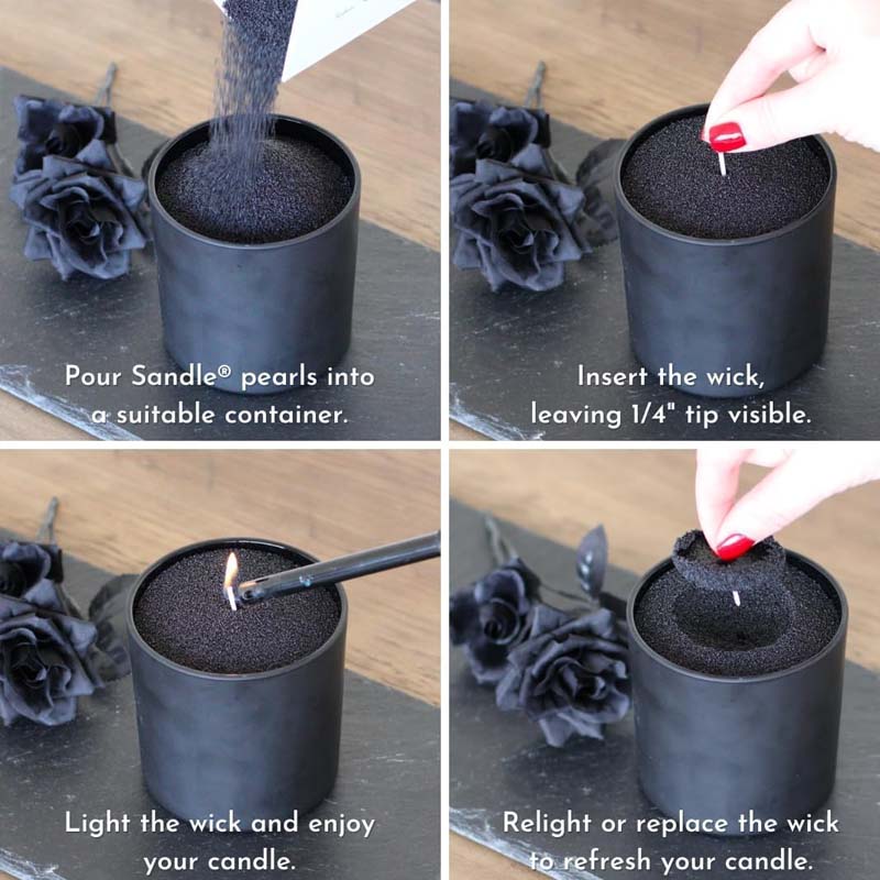 黒色のキャンドルサンド（芯付き）、200g、10個の芯付きパ - Candle Wick のレビューと価格
