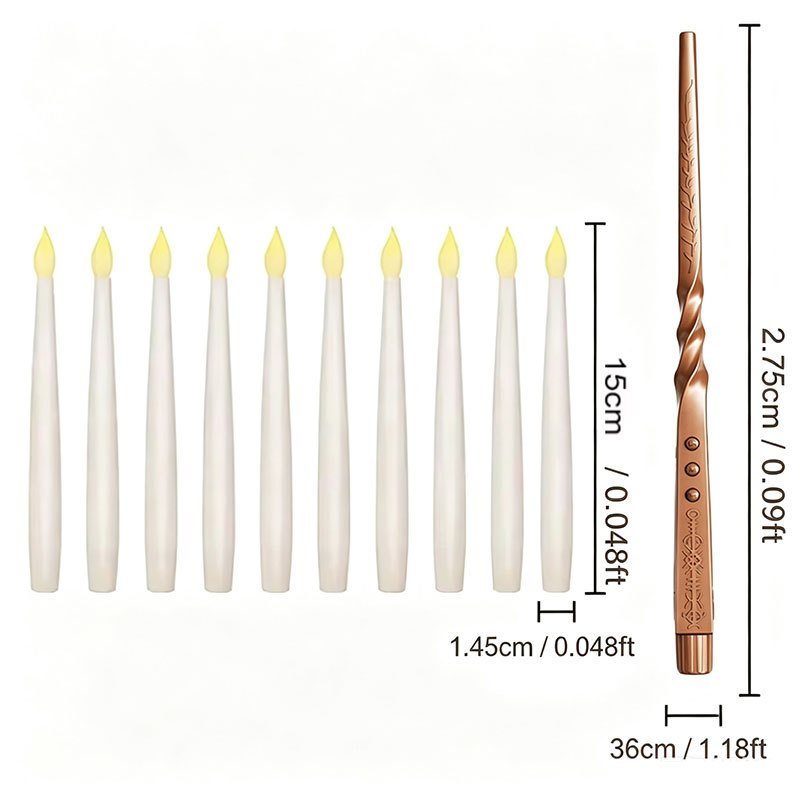魔法のフローティングキャンドル（杖付き）、炎のないLEDハン - Silk Candle のレビューと価格