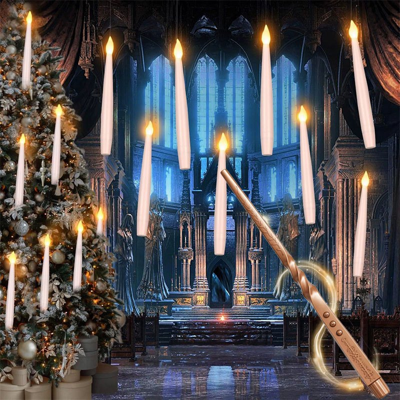 魔法のフローティングキャンドル（杖付き）、炎のないLEDハン - Silk Candle のレビューと価格