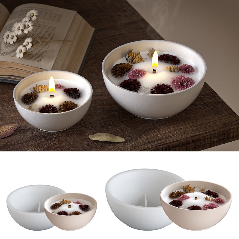 ラウンドキャンドルボウルコンクリートシリコーン型 DIY 多 - Candle Containers のレビューと価格