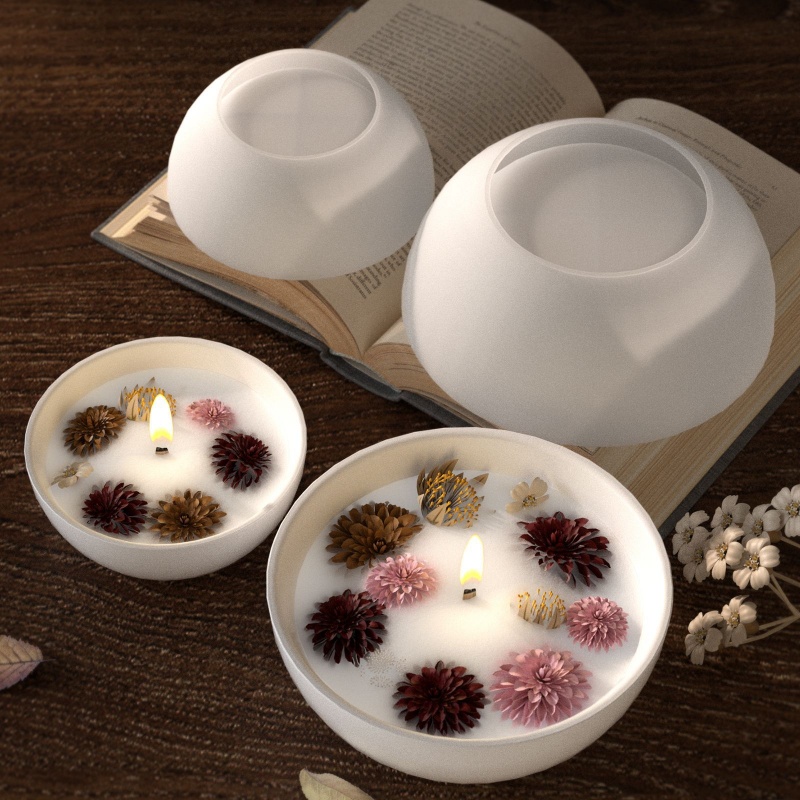 ラウンドキャンドルボウルコンクリートシリコーン型 DIY 多 - Candle Containers のレビューと価格